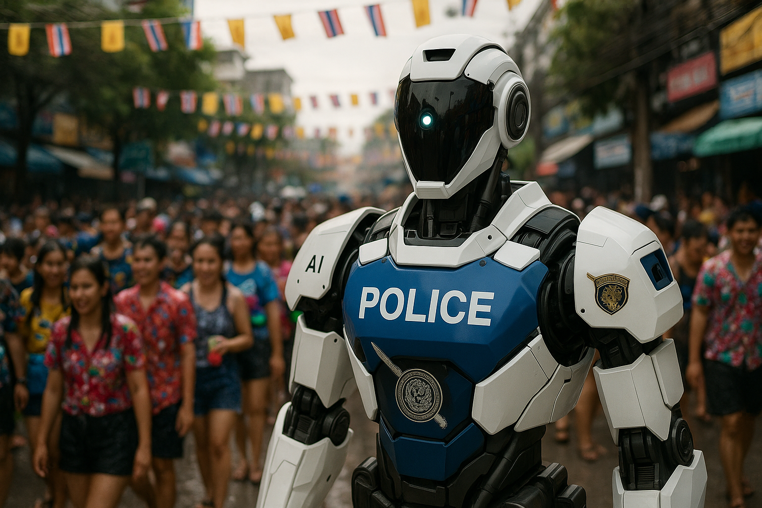 AI Police Robot at Songkran Festival